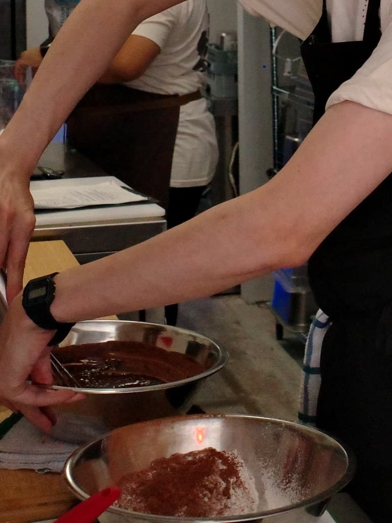 Dessert prep in the Calmo kitchen