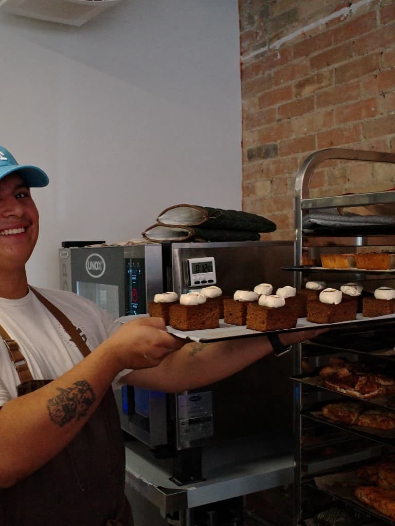 Fresh tray of desserts from the Calmo oven